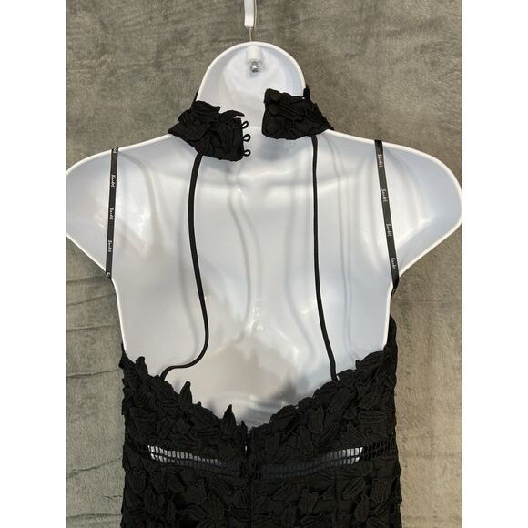 Bardot Size 6 Black Lace Halter Floral Cutout Backless Back Zip Dress Whimsigoth - Picture 12 of 16